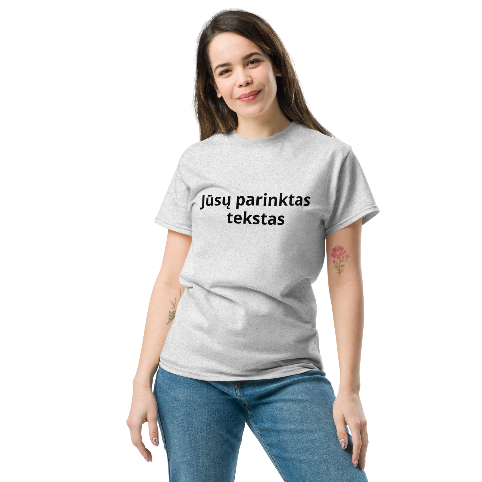 Personalizuoti marškinėliai su jūsų tekstu - šviesios spalvos