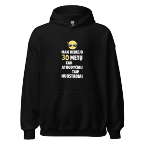 Džemperis su užrašu ir keičiamu amžiaus tekstu „Man reikėjo X metų”