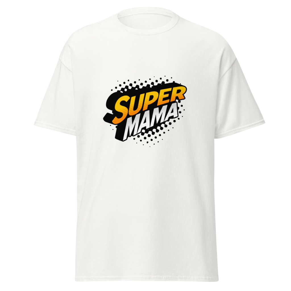 Marškinėliai su užrašu "Super Mama"